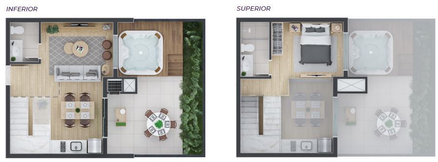 Planta 03 - 1 dorm 54m - duplex
