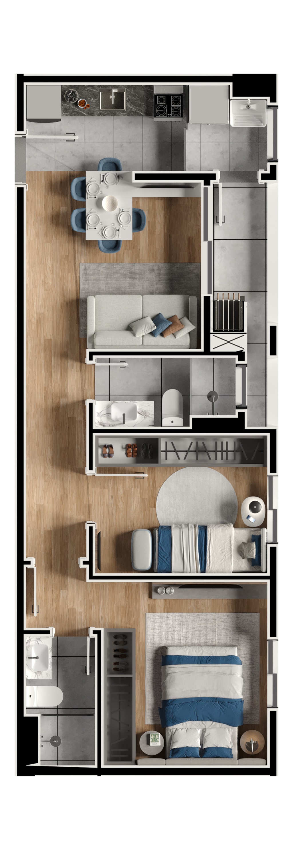 Planta 03 - 2 dorm 55,45m