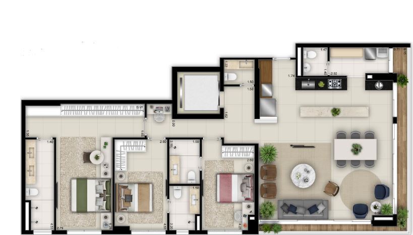 Planta 02 - 3 dorm 150m�