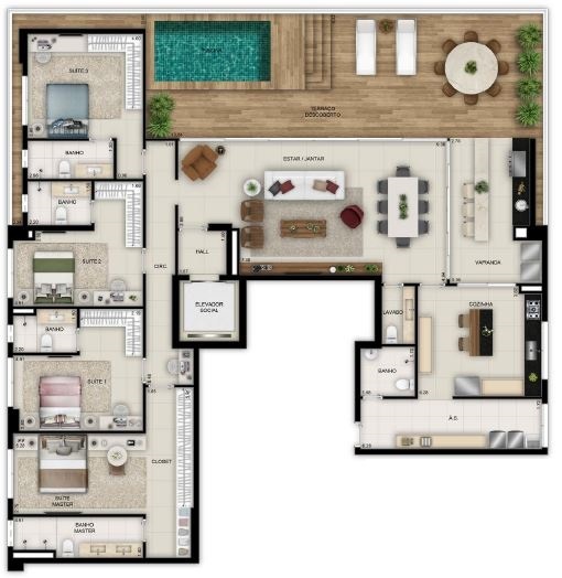 Planta 06 - 4 dorm  281m� - cobertura horizontal