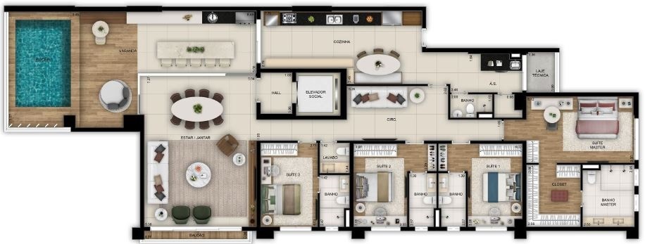 Planta 03 - 4 dorm 268 81m�