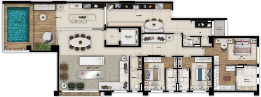 Planta 04 - 3 dorm 268 81m� - op��o