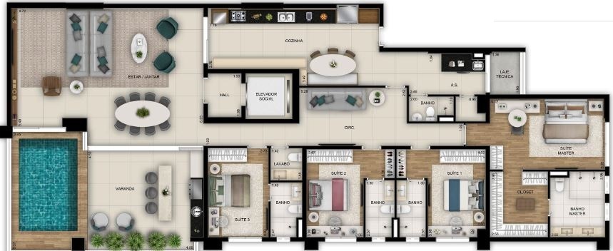Planta 01 - 4 dorm 267 19m�