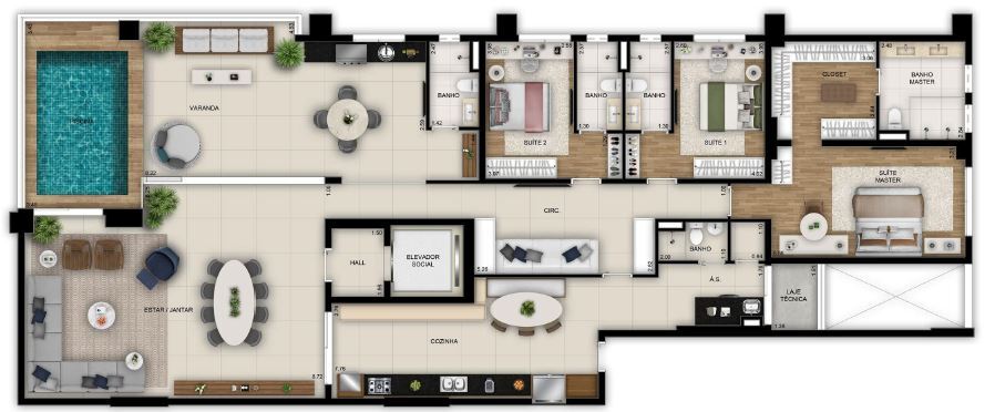 Planta 06 - 3 dorm 270 10m� - op��o