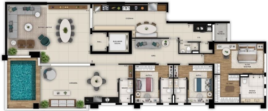 Planta 02 - 3 dorm 267 19m� - op��o