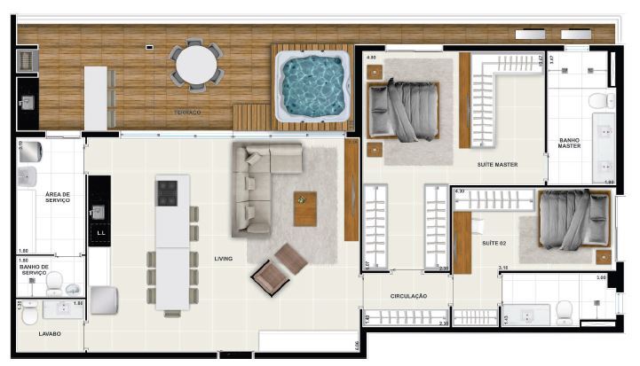 Planta 16 - 2 dorm 152 34m� - cobertura horizontal