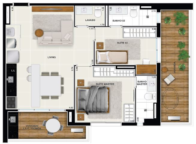 Planta 12 - 2 dorm 90 35m� - garden