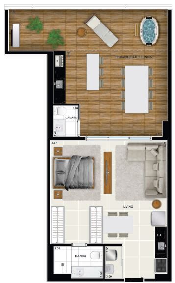 Planta 11 - 1 dorm 85 54m� - garden