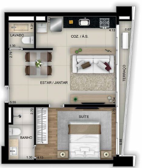 Planta 04 - 1 dorm 49 15�