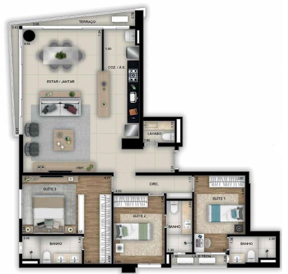 Planta 10 - 3 dorm 119 38m�
