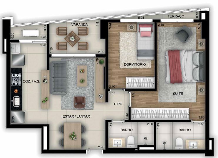 Planta 06 - 2 dorm 71 08m�