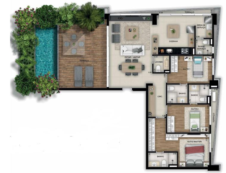 Planta 14 - 3 dorm 176 06m�