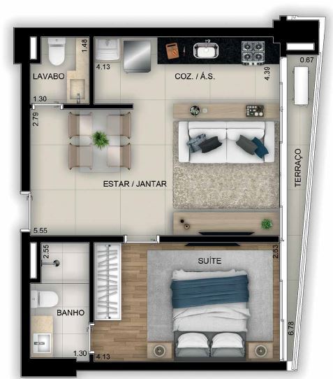 Planta 03 - 1 dorm 49 05�
