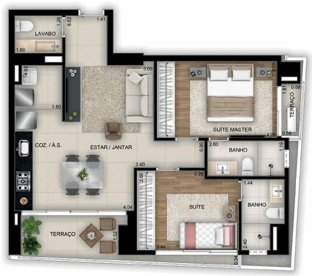 Planta 07 - 2 dorm 71 18m�