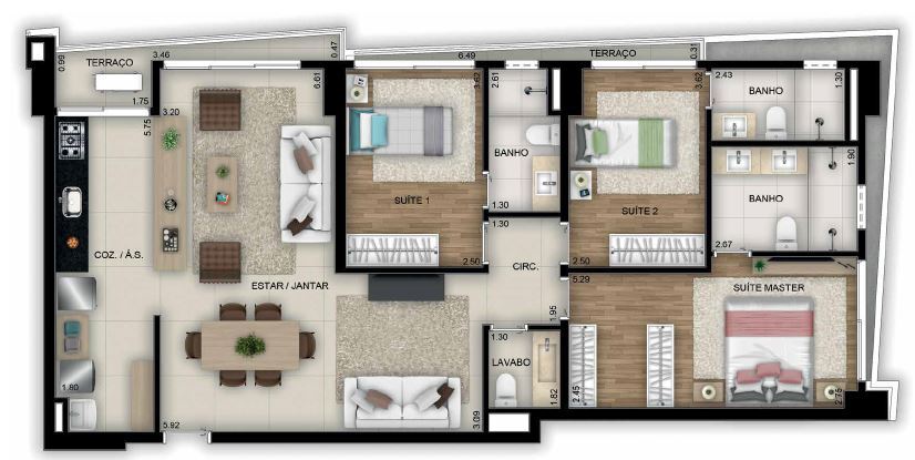 Planta 08 - 3 dorm 106 11m�