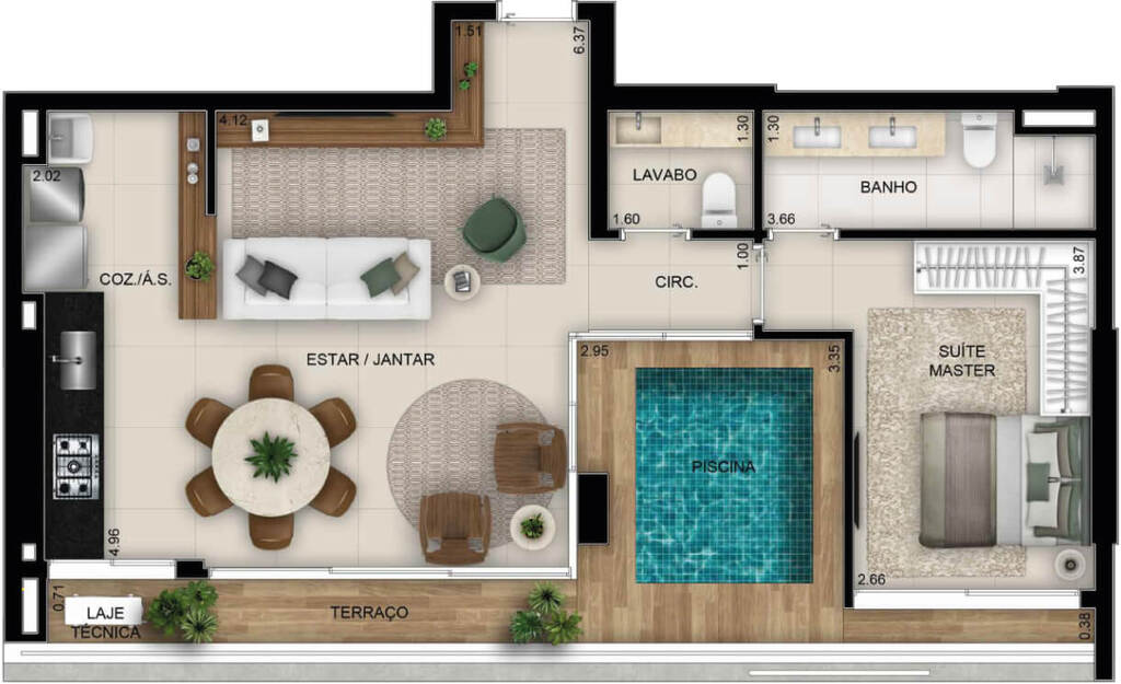 Planta 03 - 1 dorm 78m�