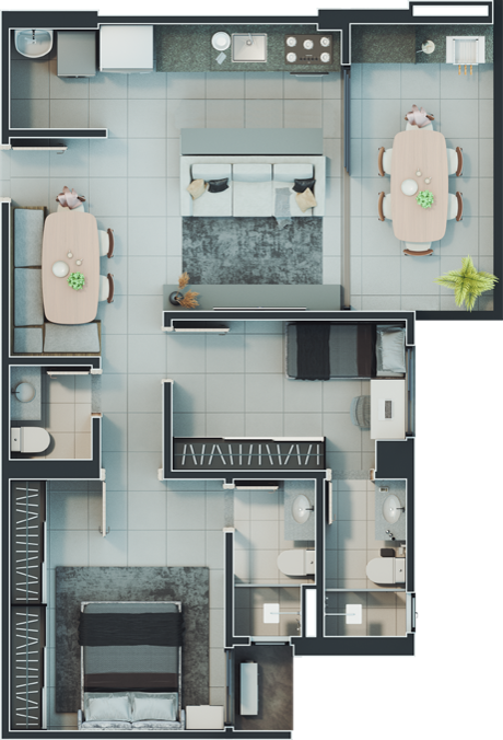 Planta 02 - 2 dorm 74 24m�