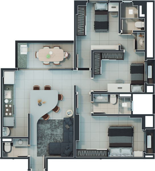 Planta 04 - 3 dorm 81 80m�