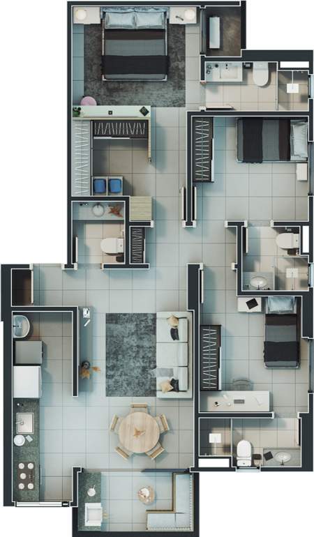 Planta 01 - 3 dorm 90 78m�