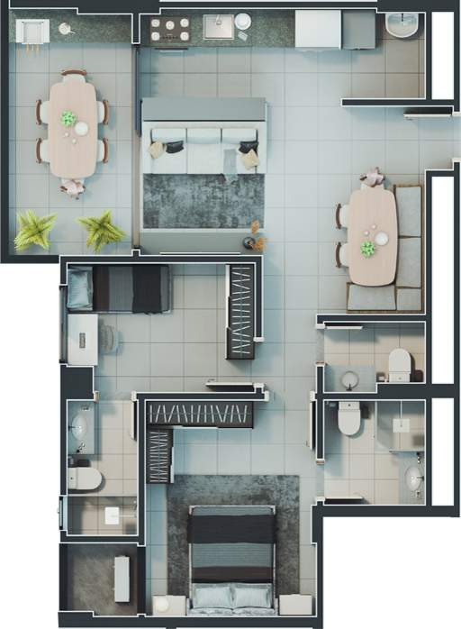 Planta 06 - 2 dorm 75 89m�