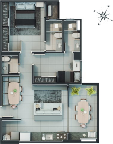 Planta 03 - 2 dorm 74 18m�