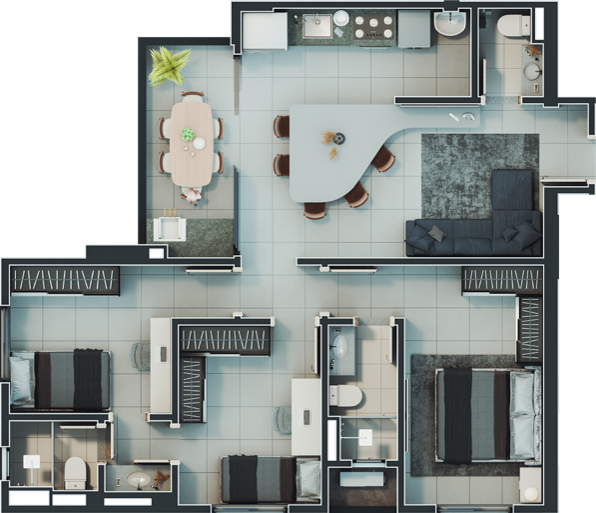Planta 08 - 3 dorm 83 26m�