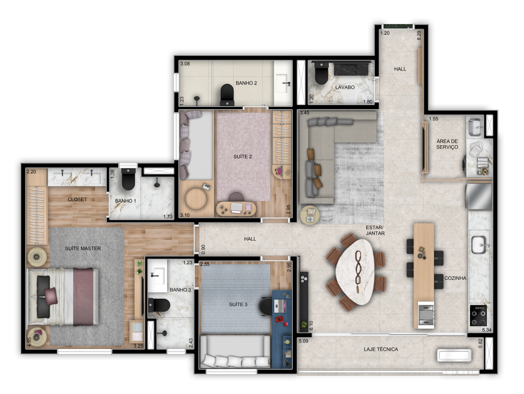 Planta 04 - 97m� 3 dorm