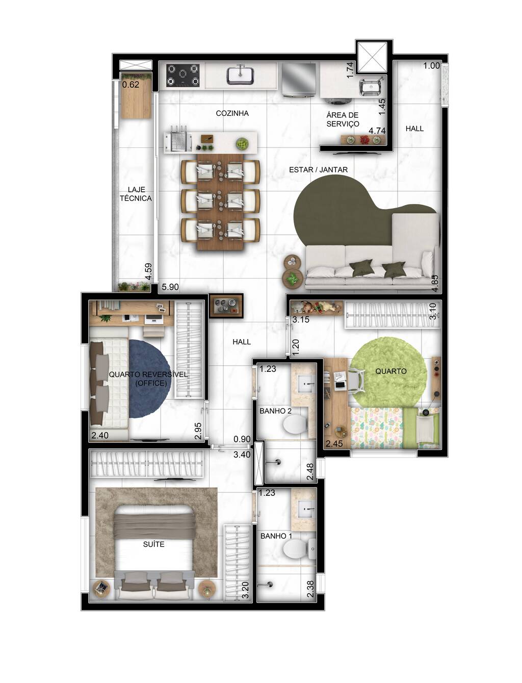 Planta 04 - 3 dorm 78m�