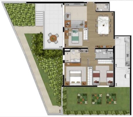 Planta 04 - 3 dorm 213m� - garden