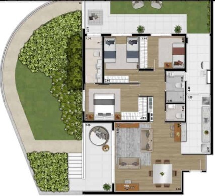 Planta 05 - 3 dorm 227m� - garden