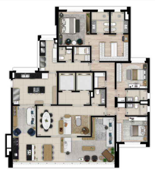 Planta 02 - 3 dorm 277m�