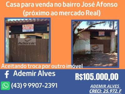 Casa para Venda, em Santo Antnio da Platina, bairro Conjunto Jnior Afonso, 3 dormitrios, 1 banheiro, 2 vagas