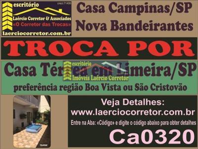 Casa para Venda, em Campinas, bairro Residencial Nova Bandeirante, 4 dormitrios, 3 banheiros, 1 sute, 3 vagas