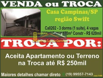Casa para Venda, em Campinas, bairro Jardim Santo Expedito, 3 dormitrios, 2 banheiros, 1 sute, 2 vagas
