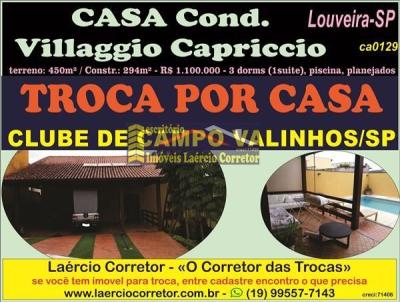 Casa em Condomnio para Venda, em Louveira, bairro Condomnio Residencial Villaggio Capriccio, 3 dormitrios, 3 banheiros, 1 sute, 2 vagas