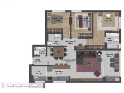 Apartamento para Venda, em Florianpolis, bairro Centro, 3 dormitrios, 3 banheiros, 1 sute, 2 vagas