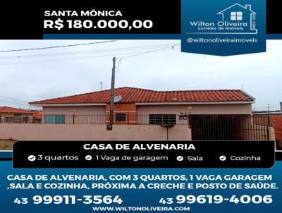 Casa para Venda, em Santo Antônio da Platina, bairro Santa Mônica, 3 dormitórios, 1 banheiro, 1 vaga