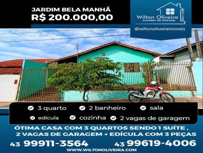 Casa para Venda, em Santo Antônio da Platina, bairro Jardim Bela Manhã, 3 dormitórios, 2 banheiros, 1 suíte, 2 vagas
