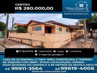 Casa para Venda, em Santo Antônio da Platina, bairro Centro, 3 dormitórios, 1 banheiro, 2 vagas