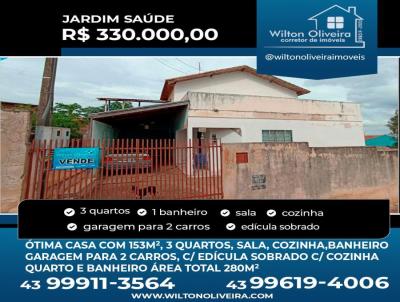 Casa para Venda, em Santo Antônio da Platina, bairro Jardim Saúde, 3 dormitórios, 1 banheiro, 1 suíte, 2 vagas