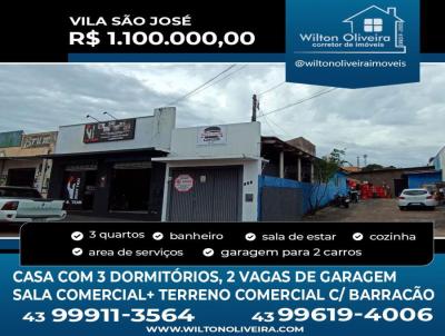 Comercial para Venda, em Santo Antônio da Platina, bairro Vila São José, 3 dormitórios, 1 banheiro, 2 vagas