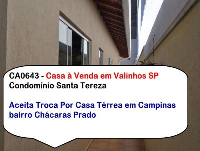 Casa em Condomnio para Venda, em Valinhos, bairro Residencial Santa Tereza, 3 dormitrios, 5 banheiros, 3 sutes, 4 vagas