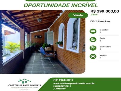 Casa para Venda, em Campinas, bairro Dic III (Conjunto Habitacional Ruy Novaes), 3 dormitrios, 2 banheiros, 1 sute, 2 vagas