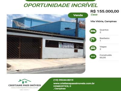 Casa para Venda, em Campinas, bairro Ncleo Residencial Vila Vitria, 2 dormitrios, 1 banheiro, 2 vagas