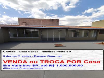Casa para Venda, em Ribeiro Preto, bairro Parque Residencial Cndido Portinari, 3 dormitrios, 3 banheiros, 1 sute, 4 vagas