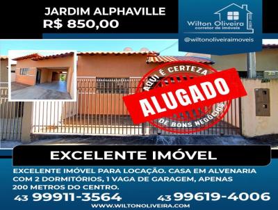Casa para Locação, em Santo Antônio da Platina, bairro Jardim Alphaville, 2 dormitórios, 1 banheiro, 1 vaga