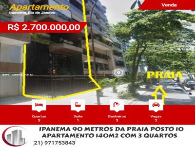 Apartamento para Venda, em Rio de Janeiro, bairro Ipanema, 3 dormitrios, 3 banheiros, 1 sute, 2 vagas