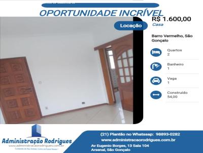 Casa para Locao, em So Gonalo, bairro Barro Vermelho, 2 dormitrios, 1 banheiro, 1 vaga