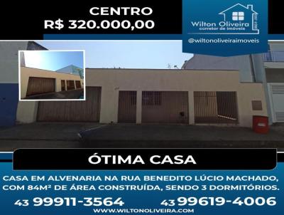 Casa para Venda, em Santo Antônio da Platina, bairro Centro, 3 dormitórios, 1 banheiro, 1 vaga