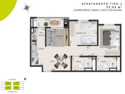 Apartamento para Venda, em Uberaba, bairro Santa Marta, 2 dormitórios, 2 banheiros, 1 suíte, 1 vaga